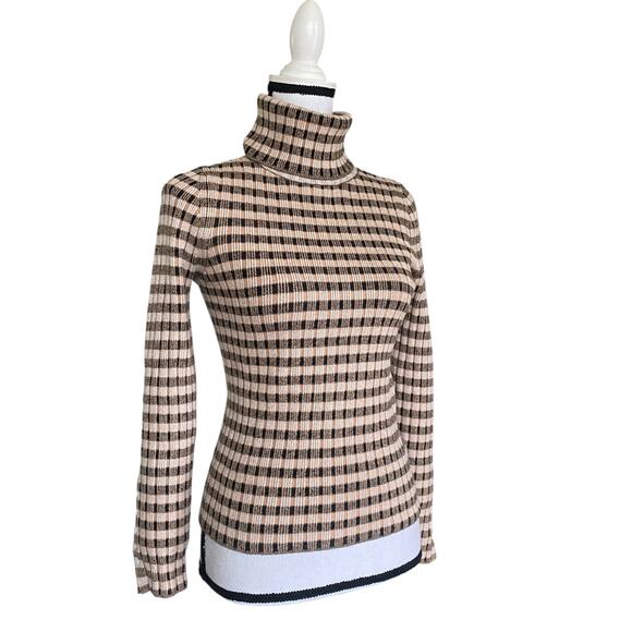 Anthropologie Maeve Striped Turtle Neck Jumper Sz S Brown Tan Indie Retro 70s - Picture 8 of 15